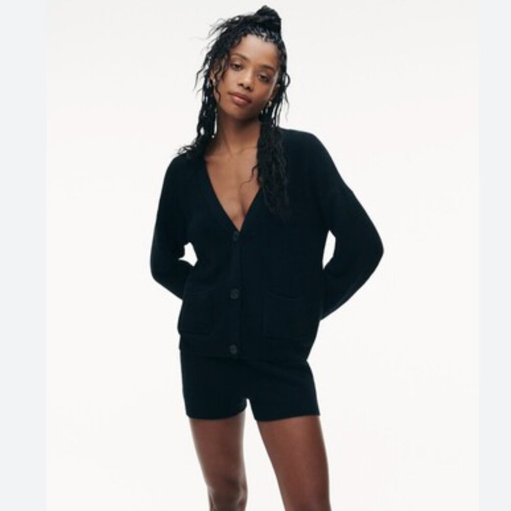 NAADAM Textured Balloon Sleeve Cardigan